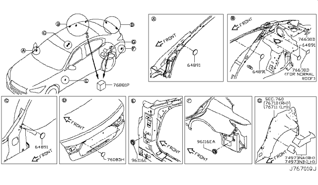 2019 Infiniti Q50 Body Side Fitting Diagram 2