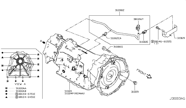 2019 Infiniti Q50 Auto Transmission,Transaxle & Fitting Diagram 5