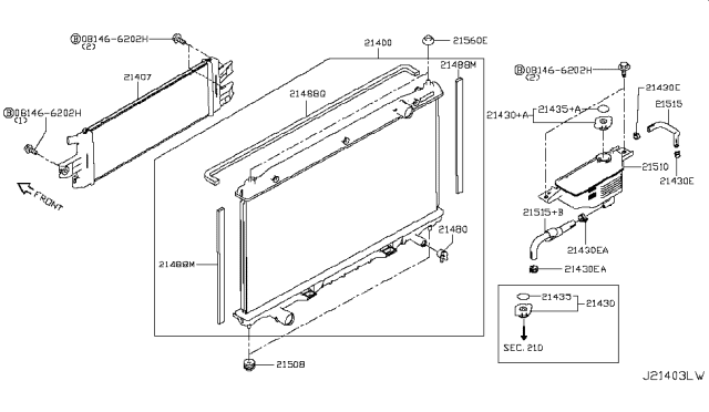 2014 Infiniti Q50 Radiator,Shroud & Inverter Cooling Diagram 5