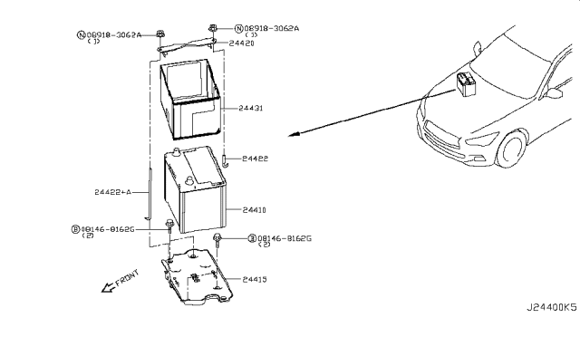 2018 Infiniti Q50 Battery & Battery Mounting Diagram 1