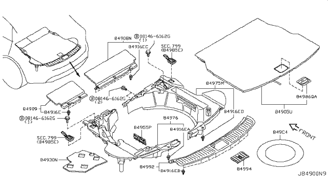 2011 Infiniti FX35 Trunk & Luggage Room Trimming Diagram 4