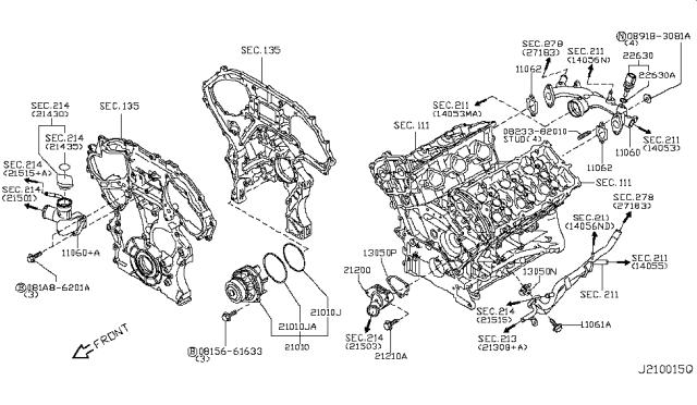 2012 Infiniti FX35 Water Pump, Cooling Fan & Thermostat Diagram 4