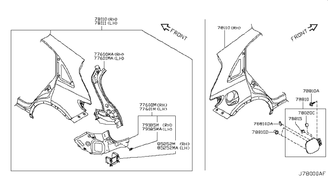 2010 Infiniti FX35 Fender Rear LH Diagram for GHA01-1CAAA