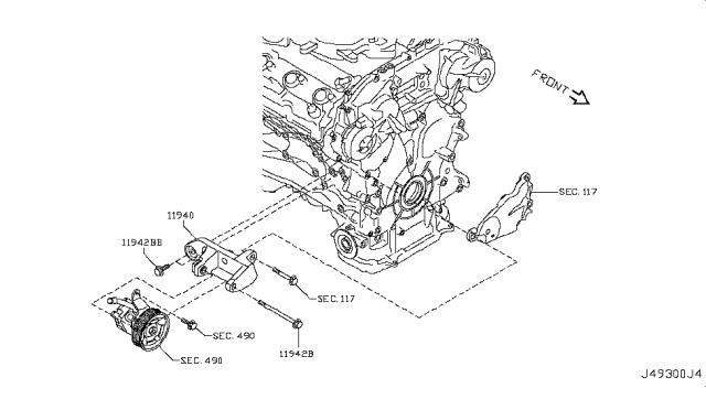 2013 Infiniti FX50 Power Steering Pump Mounting Diagram 3