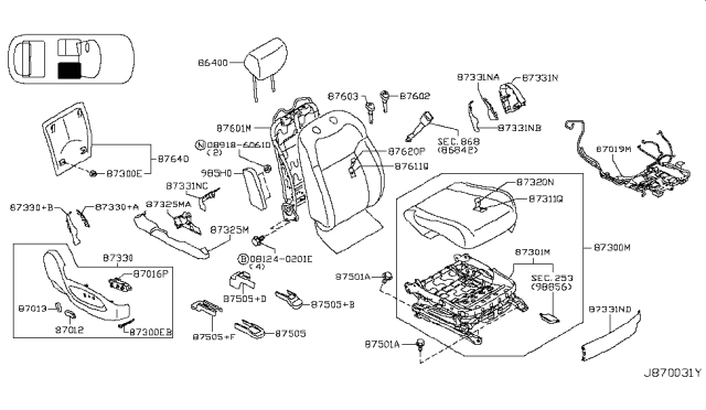 2010 Infiniti FX35 Front Seat Diagram 9