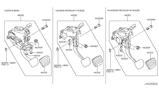 2010 Infiniti FX50 Brake & Clutch Pedal Diagram 1