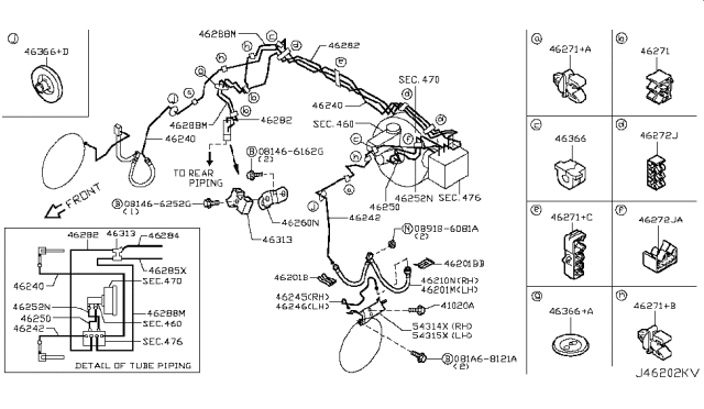 2013 Infiniti FX37 Brake Piping & Control Diagram 5