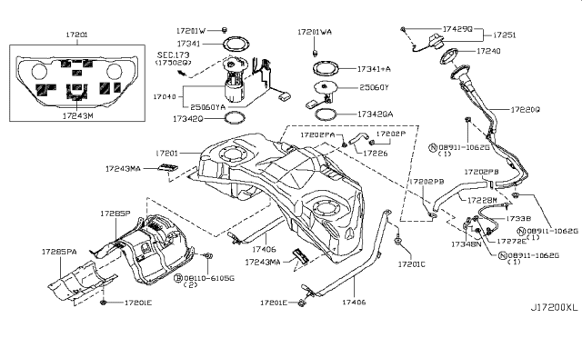 2009 Infiniti FX35 Fuel Tank Diagram 1