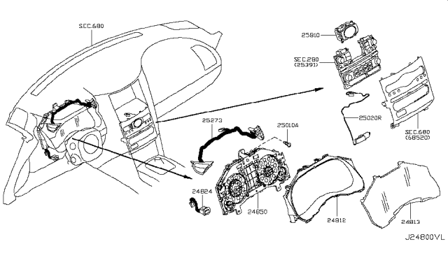 2014 Infiniti QX70 Instrument Meter & Gauge Diagram