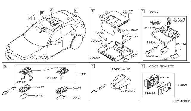 2011 Infiniti FX50 Room Lamp Diagram 3