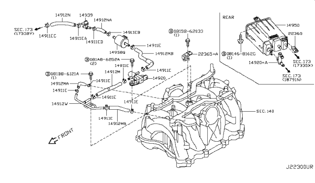 2011 Infiniti FX50 Engine Control Vacuum Piping Diagram 2