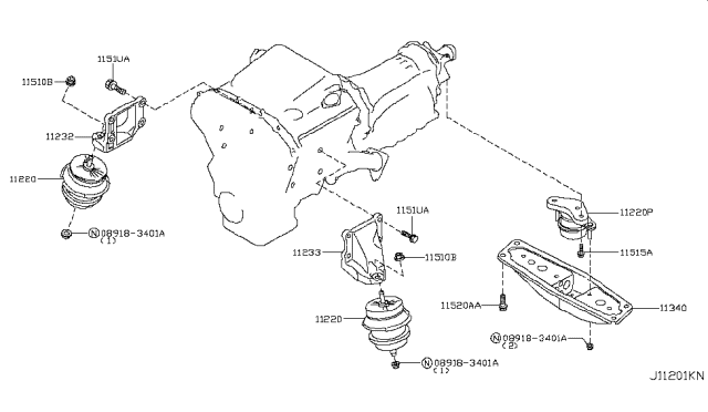 2012 Infiniti FX35 Engine & Transmission     Mounting Diagram 2