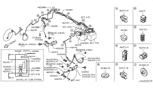 2013 Infiniti FX37 Brake Piping & Control Diagram 1