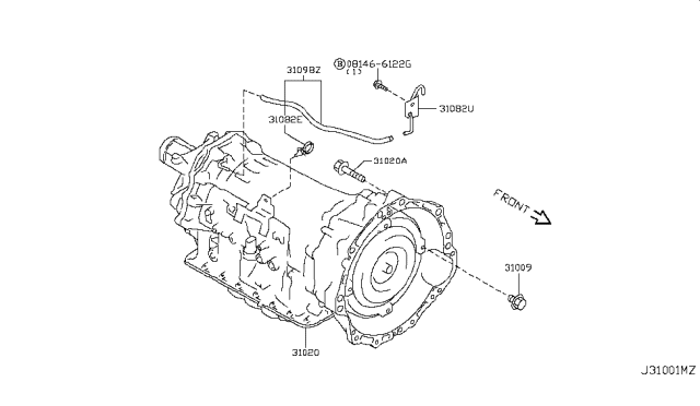 2009 Infiniti FX50 Auto Transmission,Transaxle & Fitting Diagram 1