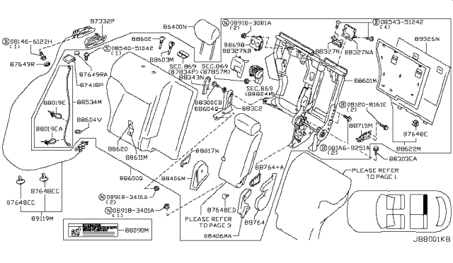 2014 Infiniti QX70 Rear Seat Diagram 4