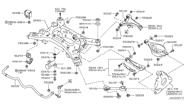 2010 Infiniti FX35 Rear Suspension Diagram 4