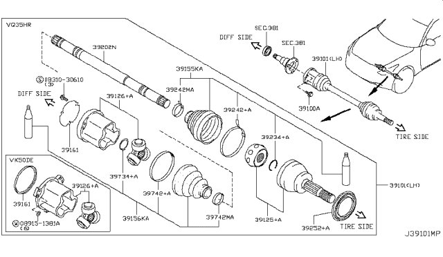 2013 Infiniti FX50 Bolt Diagram for 39106-50W0A