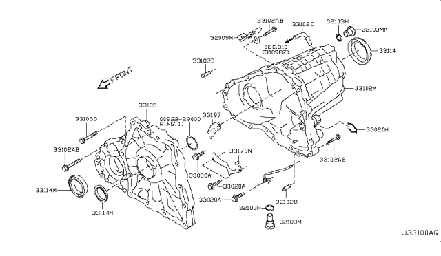 2010 Infiniti FX35 Transfer Case Diagram 1