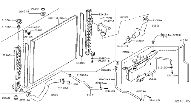 2013 Infiniti FX37 Radiator Assembly Diagram for 21460-1UR0A