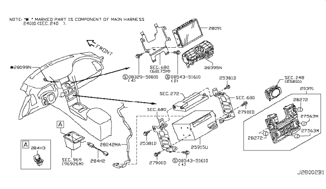 2014 Infiniti QX70 Switch Assembly - Av & Navigation Diagram for 28395-1CA1D