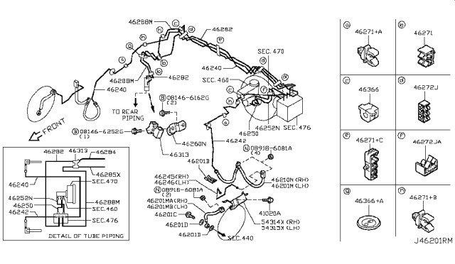 2011 Infiniti FX35 Brake Piping & Control Diagram 3