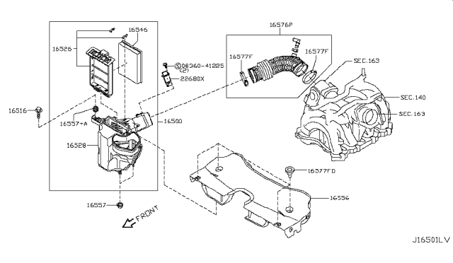 2012 Infiniti FX35 Air Cleaner Diagram 5