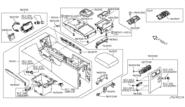 2015 Infiniti QX70 Console Box Diagram