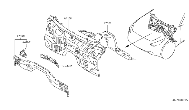 2015 Infiniti QX70 Dash Panel & Fitting Diagram