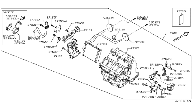 2015 Infiniti QX70 Heater & Blower Unit Diagram 5