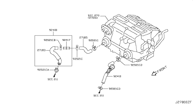 2013 Infiniti FX50 Heater Piping Diagram 3