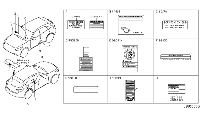 2011 Infiniti FX50 Label-Emission Control Diagram for 14805-3EV0A