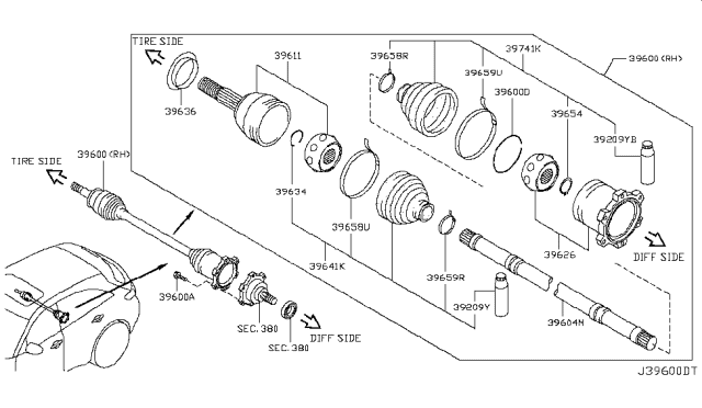 2013 Infiniti FX50 Rear Drive Shaft Diagram 3