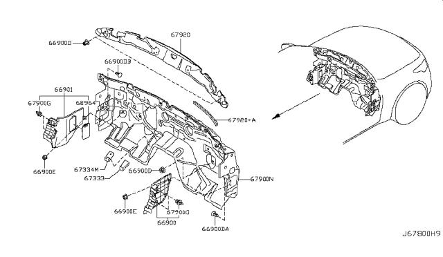 2017 Infiniti QX70 Dash Trimming & Fitting Diagram 2