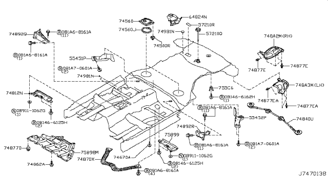 2014 Infiniti QX70 Floor Fitting Diagram 1