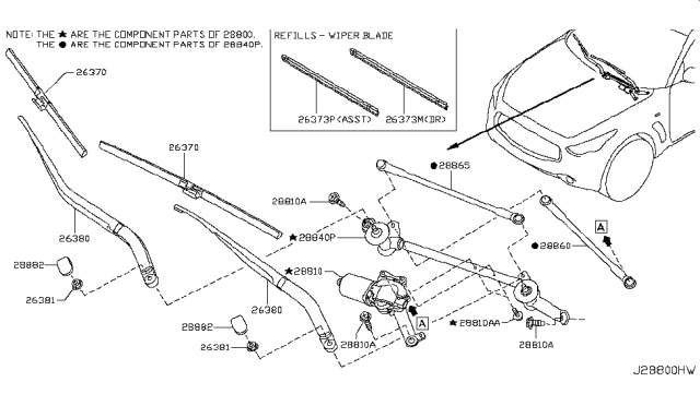 2016 Infiniti QX70 Windshield Wiper Diagram 1