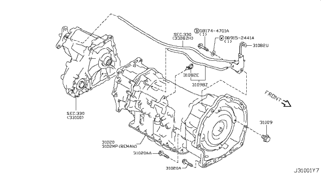 2013 Infiniti FX37 Auto Transmission,Transaxle & Fitting Diagram 7