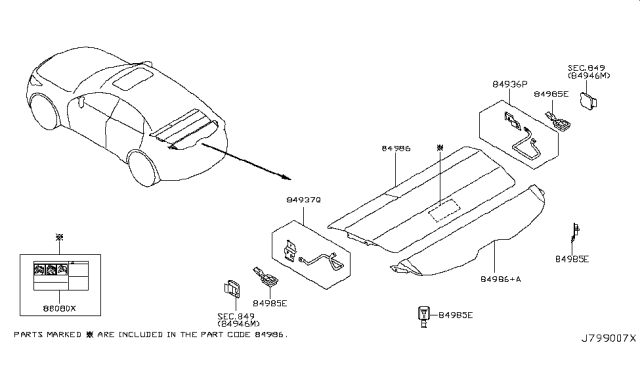 2009 Infiniti FX50 Rear Trimming Diagram 1