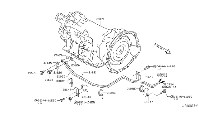 2009 Infiniti FX50 Auto Transmission,Transaxle & Fitting Diagram 6