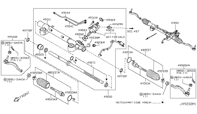 2010 Infiniti FX50 Power Steering Gear Diagram 1