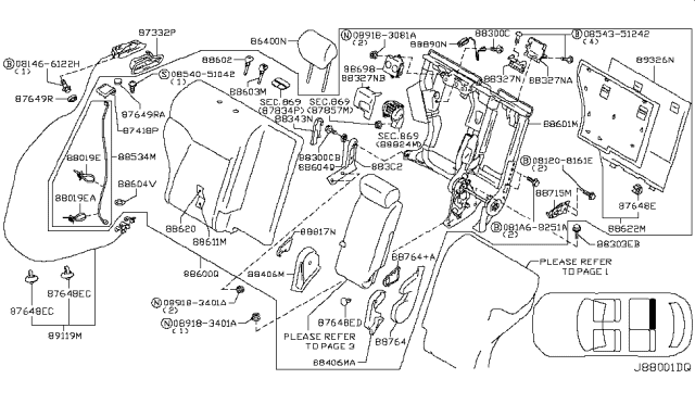 2010 Infiniti FX50 Cover-Cushion,Rear Seat Diagram for 88811-1CB1A