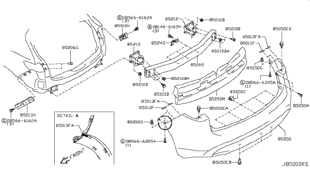 2013 Infiniti FX37 Rear Bumper Diagram 1