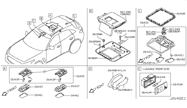 2009 Infiniti FX50 Room Lamp Diagram 1