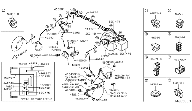 2011 Infiniti FX50 Brake Piping & Control Diagram 4