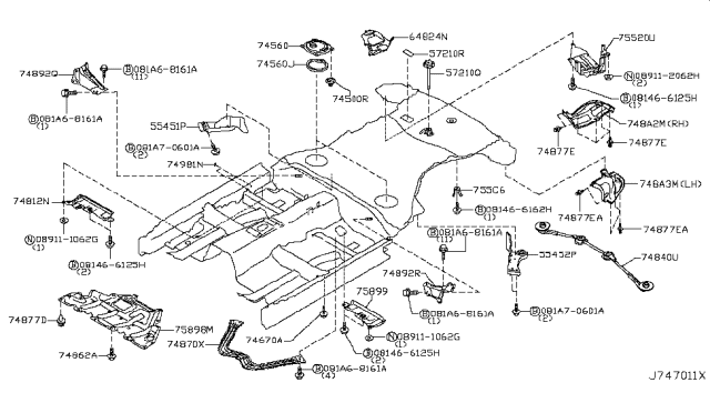 2013 Infiniti FX50 Floor Fitting Diagram 5