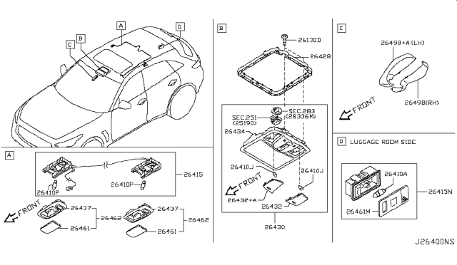 2016 Infiniti QX70 Room Lamp Diagram 2