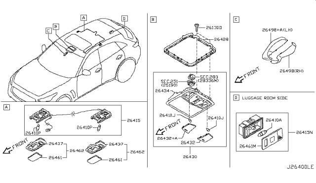 2015 Infiniti QX70 Room Lamp Diagram 1