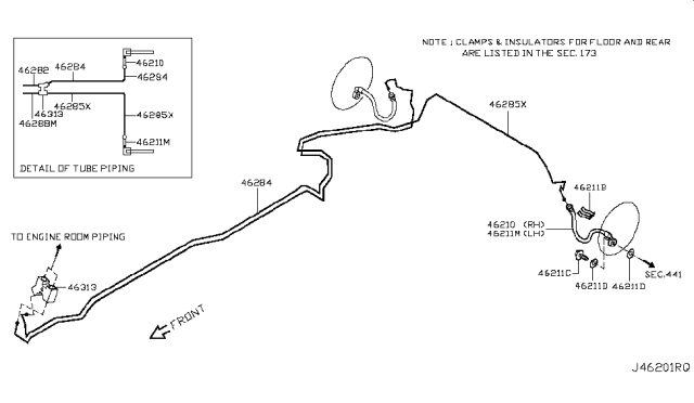 2011 Infiniti FX35 Brake Piping & Control Diagram 8