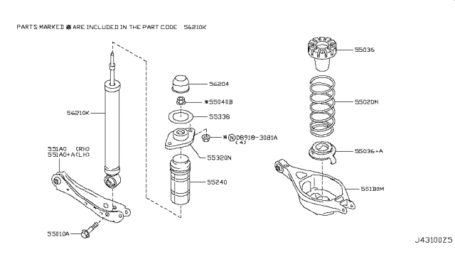 2013 Infiniti FX50 Rear Suspension Diagram 2