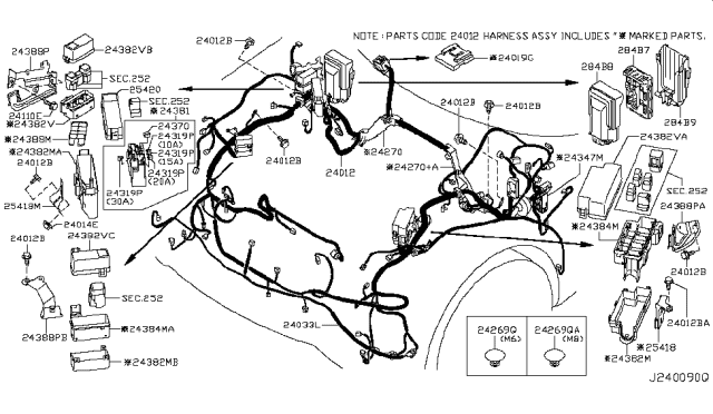 2013 Infiniti FX37 Cover Relay Box Diagram for 24382-3EV0A