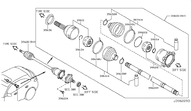 2009 Infiniti FX35 Rear Drive Shaft Diagram 7